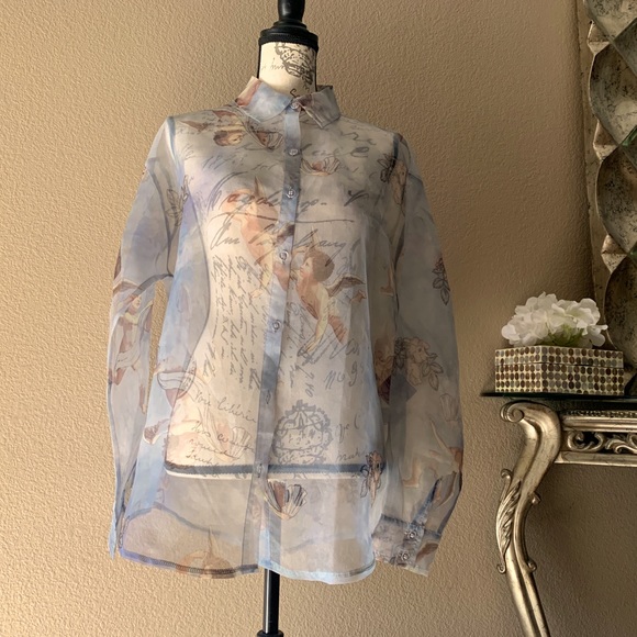 Sheer Angel Roman Collar Shirt - Picture 2 of 7